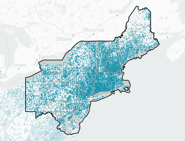 Northeast region map