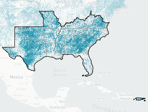 Southeast region map