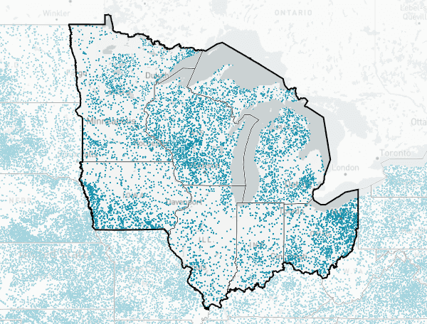 Great Lakes region map